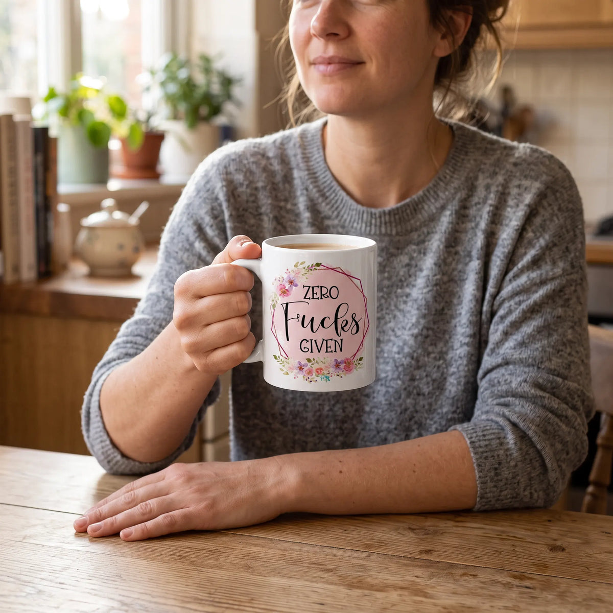 Zero Fucks Given Floral Geometric Coffee Mug