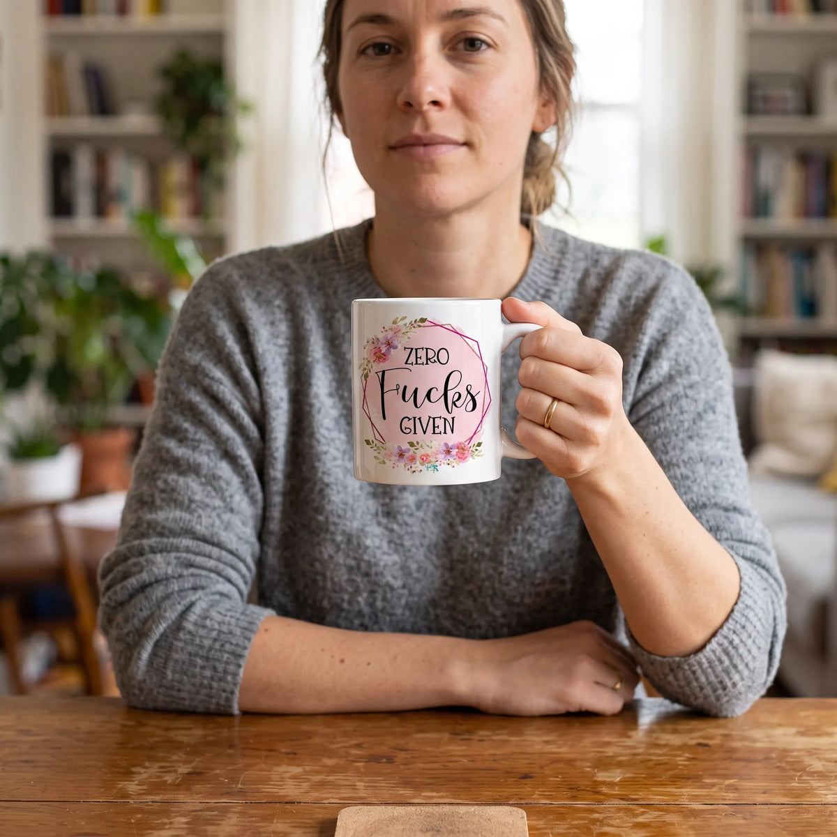 Zero Fucks Given Floral Geometric Coffee Mug