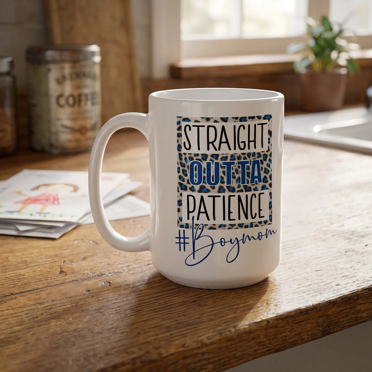 Straight Outta Patience Boy Mom Coffee Mug