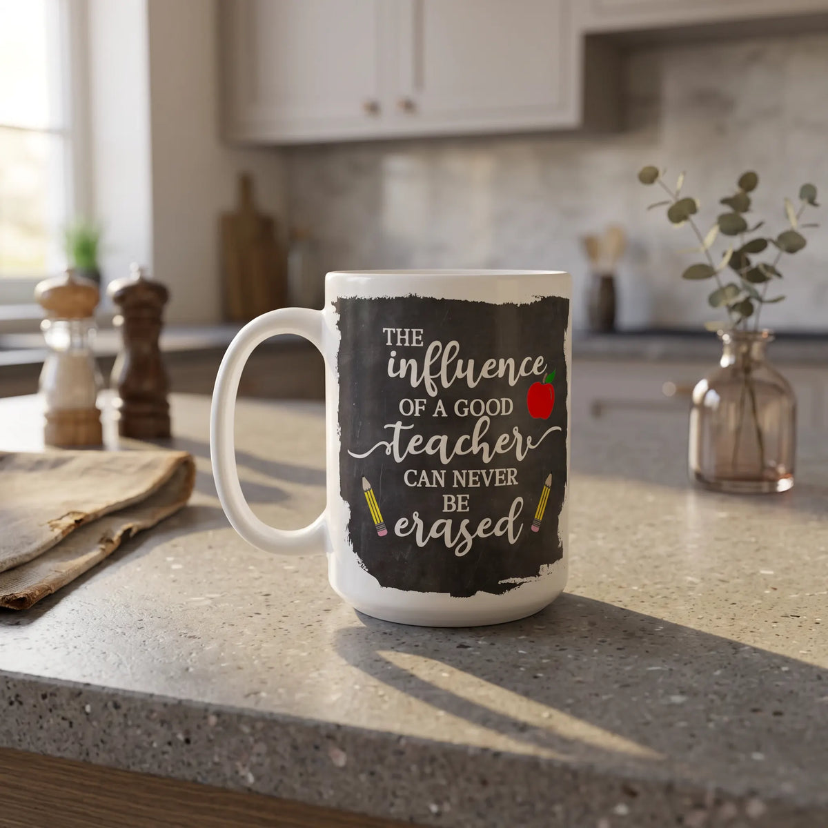 Influence of a Good Teacher Chalkboard Coffee Mug