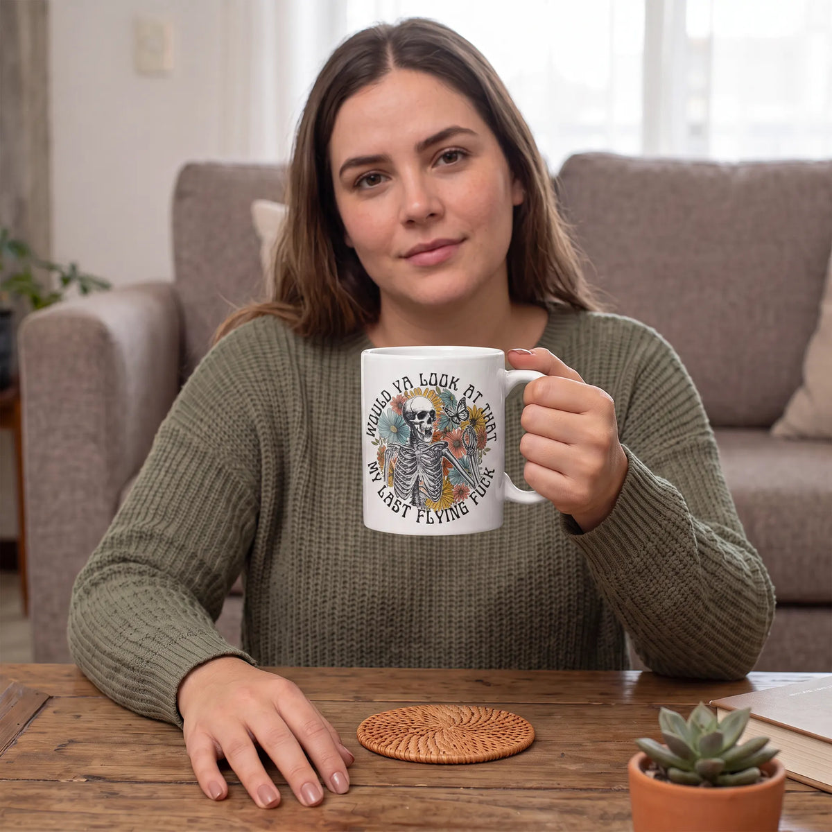 My Last Flying Fuck Floral Skeleton Coffee Mug