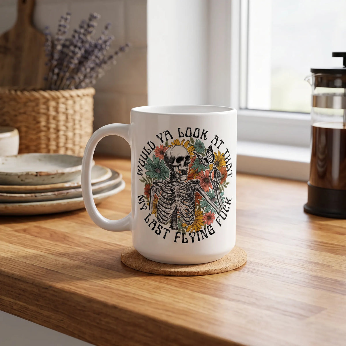 My Last Flying Fuck Floral Skeleton Coffee Mug