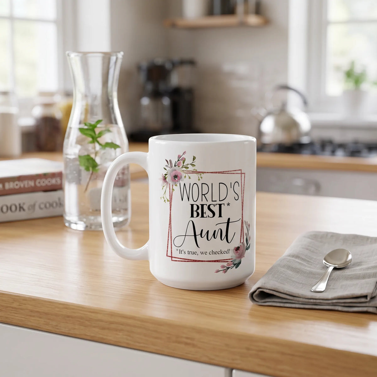 World's Best Aunt Floral Rose Coffee Mug