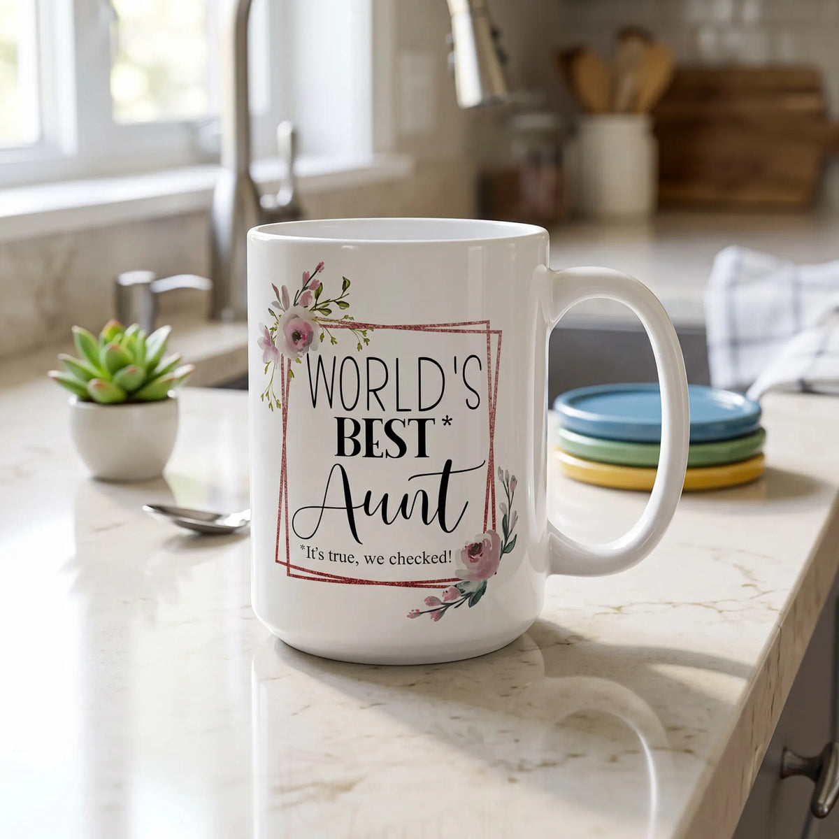 World's Best Aunt Floral Rose Coffee Mug