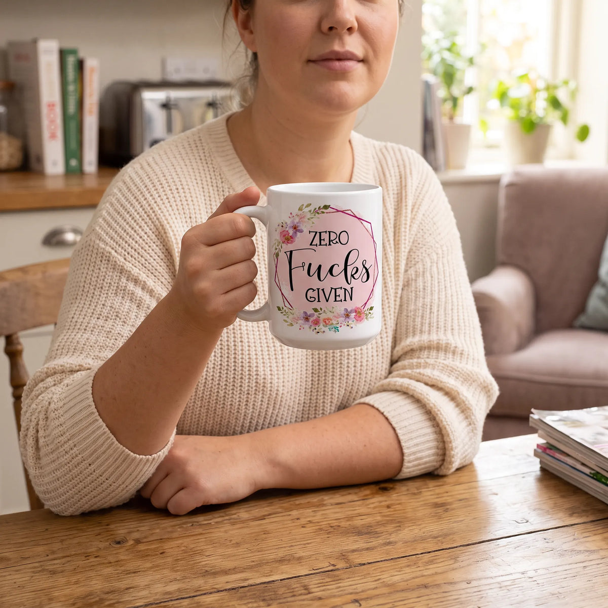 Zero Fucks Given Floral Geometric Coffee Mug