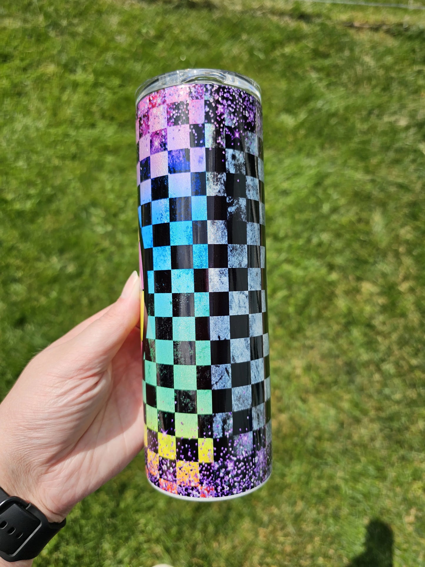 20 oz Holographic Wednesday Addams Stained Glass Web Sublimation Tumbler