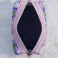 Pastel Purple Floral Light Pink Accented Quilted Pattern Mini Zipper Box Pouch