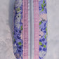 Pastel Purple Floral Light Pink Accented Quilted Pattern Mini Zipper Box Pouch