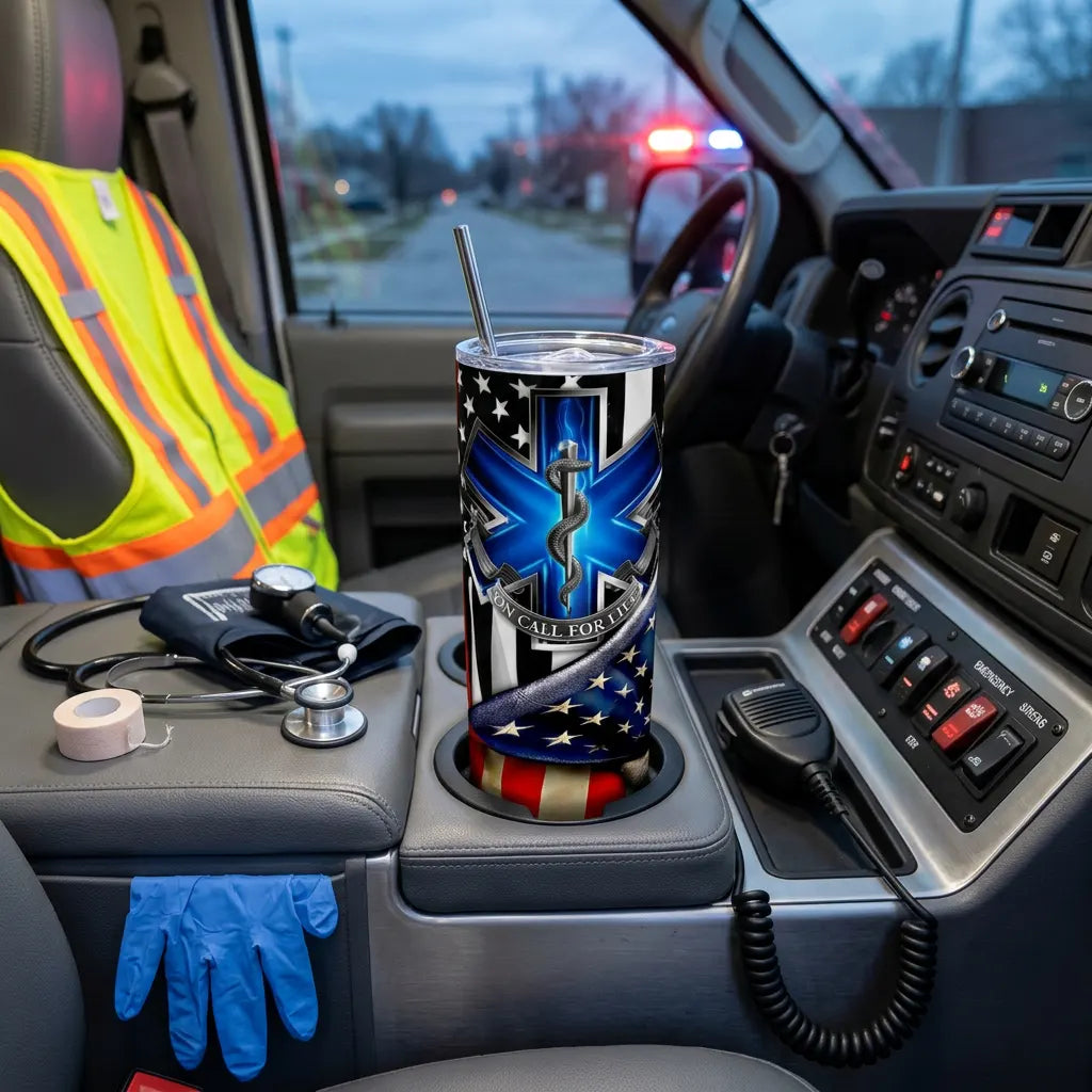EMS Star of Life American Flag Sublimation Tumbler