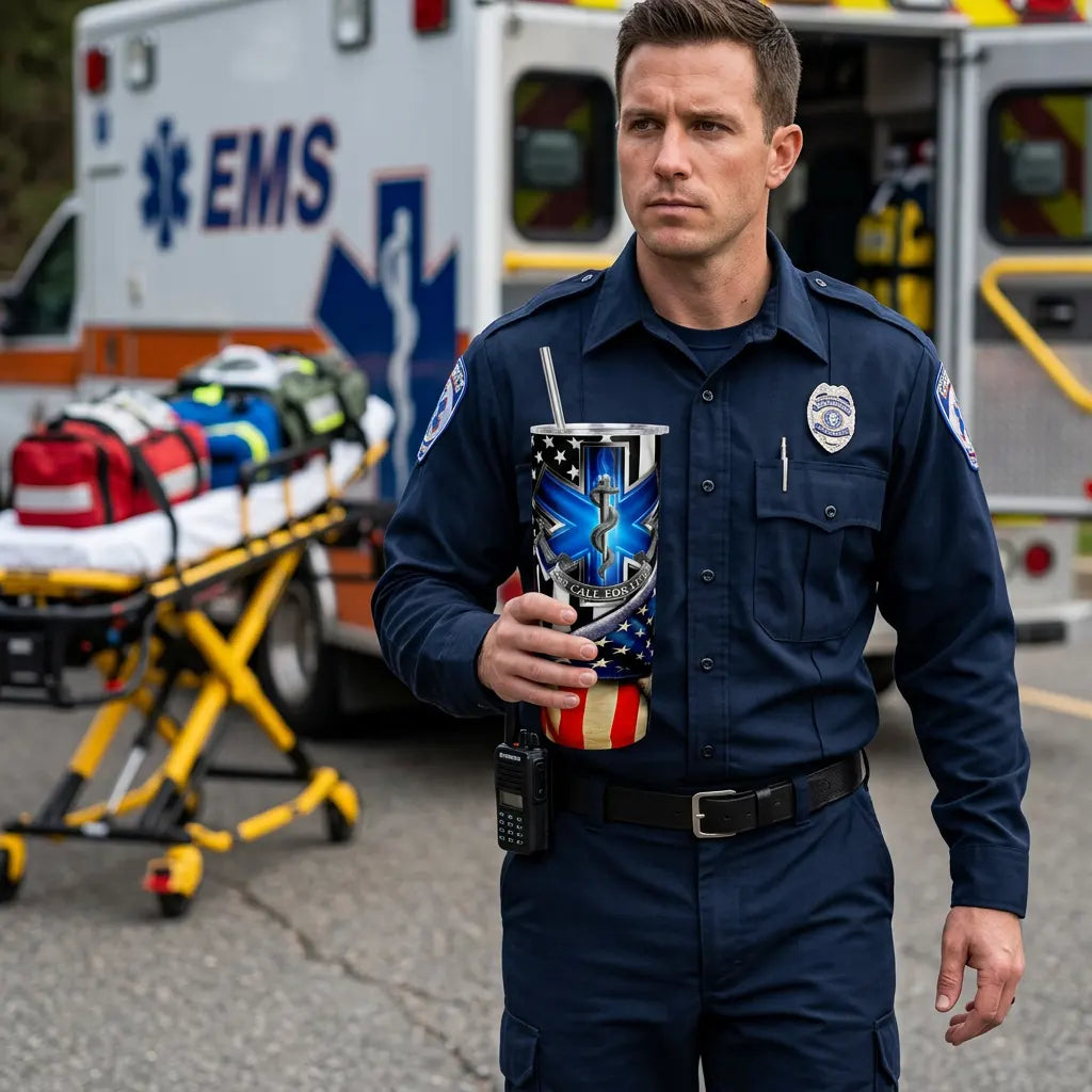 EMS Star of Life American Flag Sublimation Tumbler