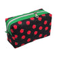 Apple Print Green Accented Quilted Pattern Mini Zipper Box Pouch