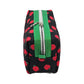 Apple Print Green Accented Quilted Pattern Mini Zipper Box Pouch