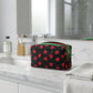 Apple Print Green Accented Quilted Pattern Mini Zipper Box Pouch