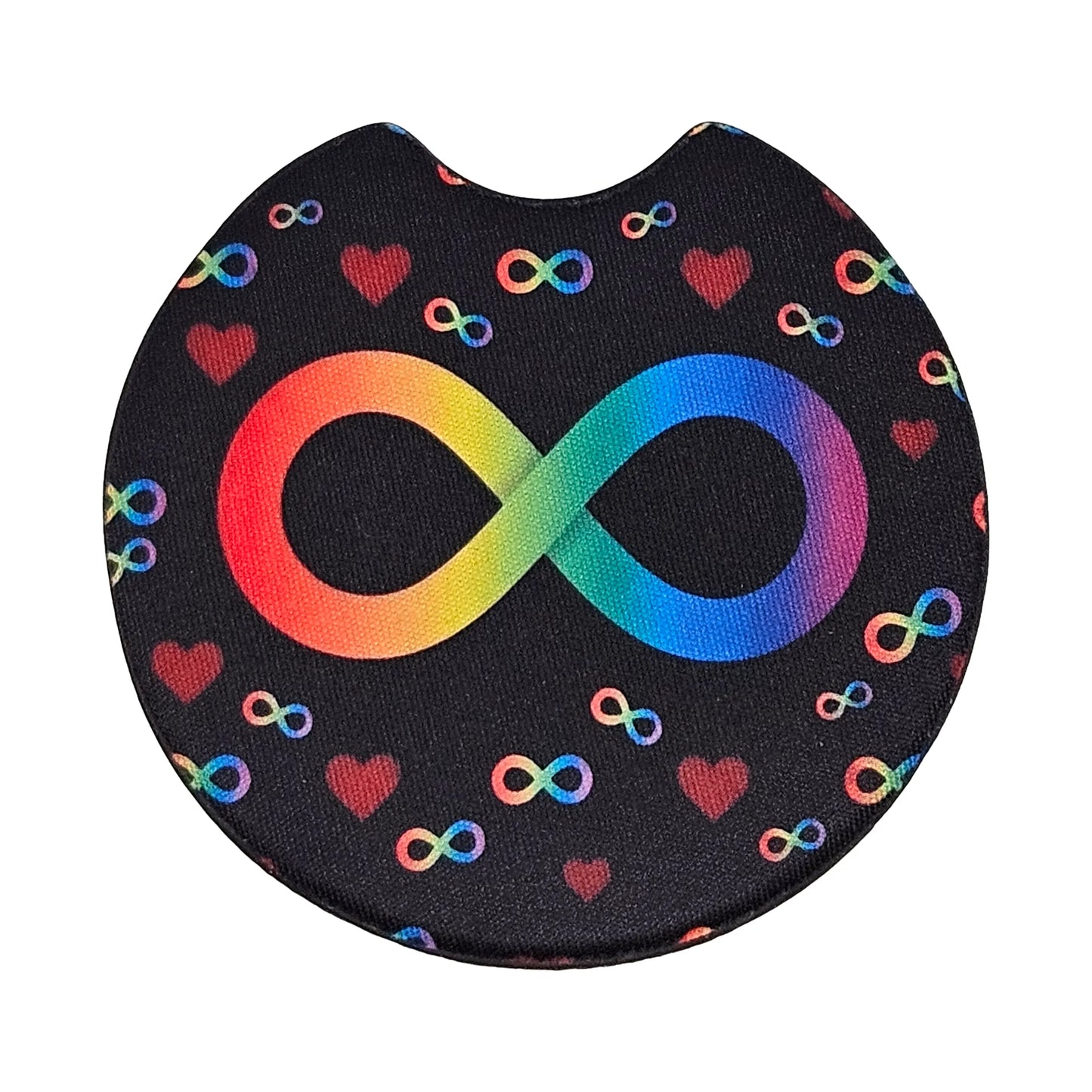 Autism Acceptance Infinity Hearts 2 Pack Neoprene Car Coasters