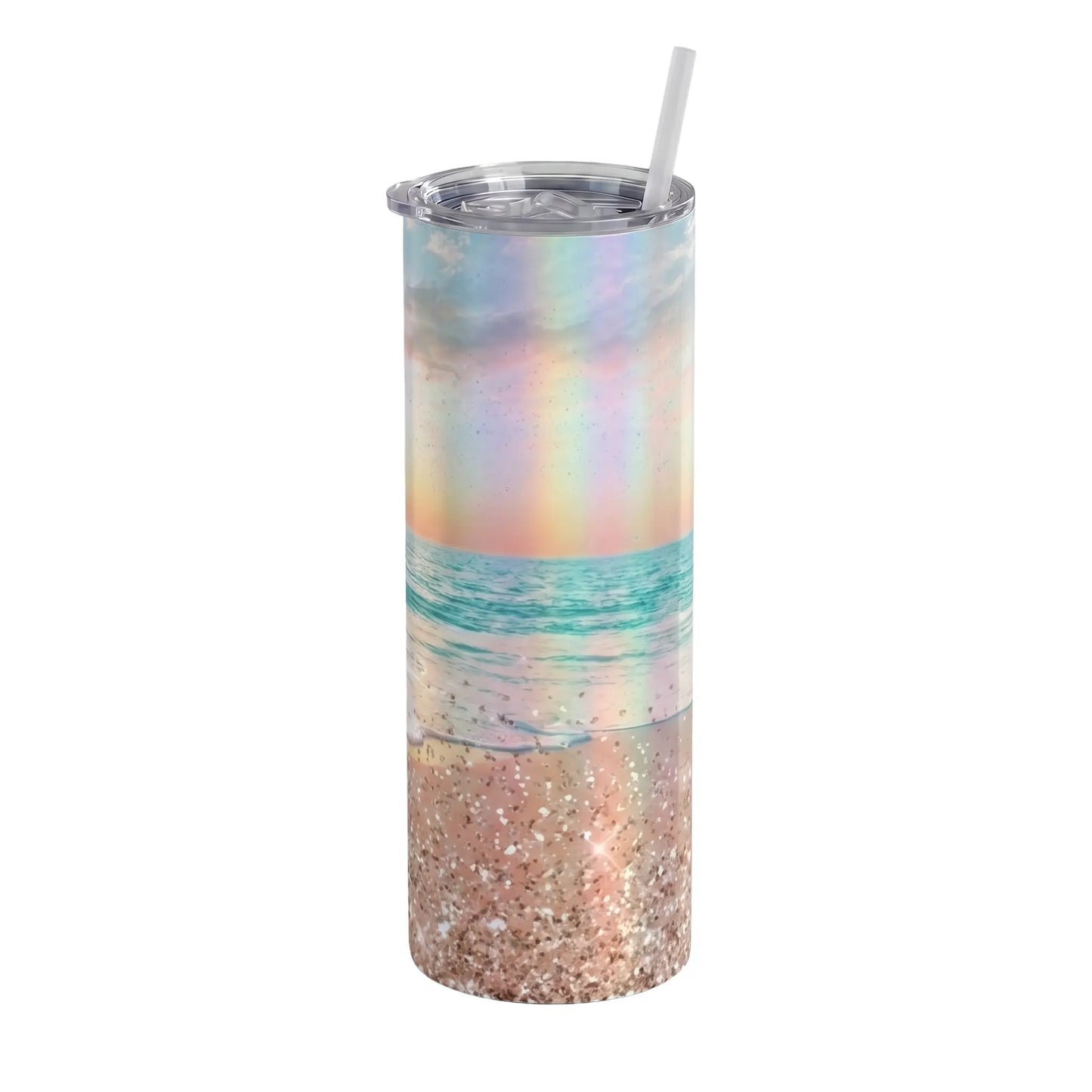 20 oz Holographic On the Beach Ocean Sunset Sublimation Tumbler