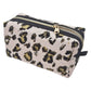 Light Pink Gold Leopard Pattern Black Accented Quilted Pattern Mini Zipper Box Pouch