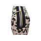 Light Pink Gold Leopard Pattern Black Accented Quilted Pattern Mini Zipper Box Pouch