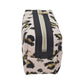 Light Pink Gold Leopard Pattern Black Accented Quilted Pattern Mini Zipper Box Pouch