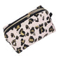 Light Pink Gold Leopard Pattern Black Accented Quilted Pattern Mini Zipper Box Pouch