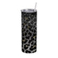 Black & Gold Glitter Leopard Print 20oz Skinny Tumbler