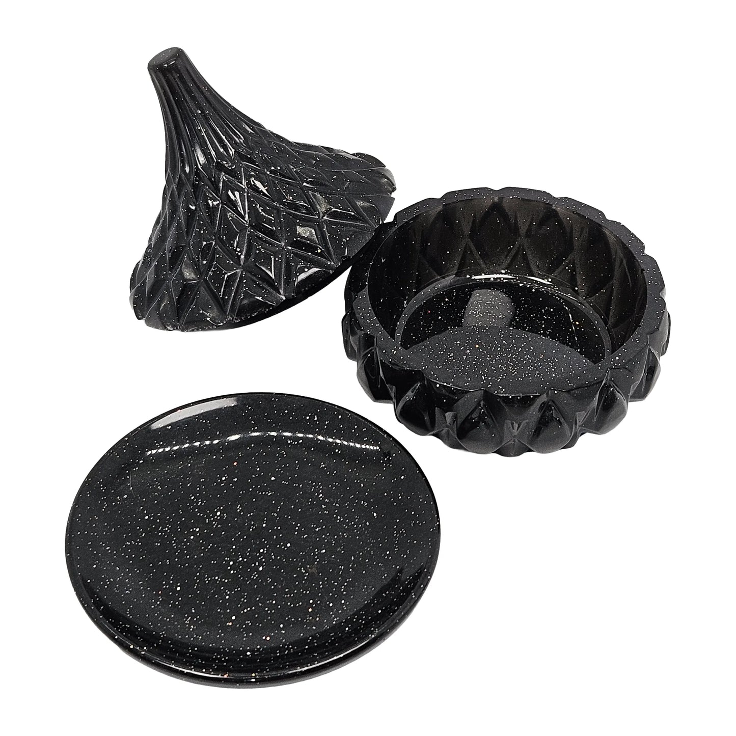 Black Galaxy Faceted Teardrop Resin Jewelry Jar