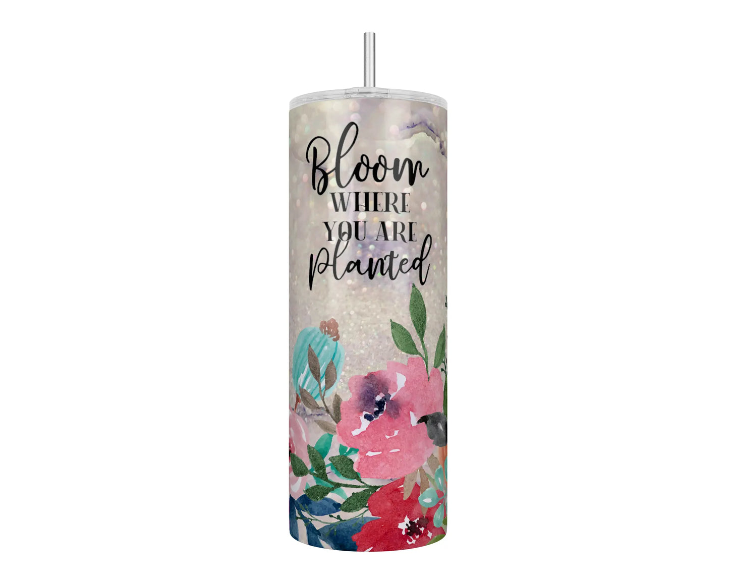 Holographic Bloom Where You Are Planted Floral 20oz Skinny Tumbler