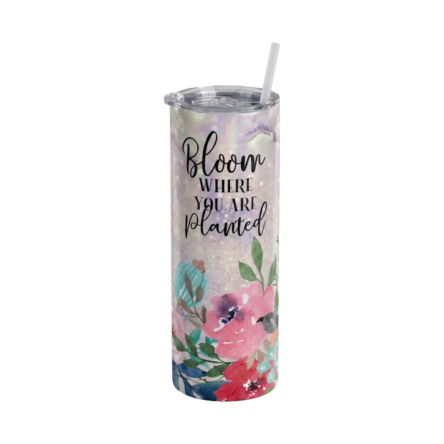 Holographic Bloom Where You Are Planted Floral 20oz Skinny Tumbler