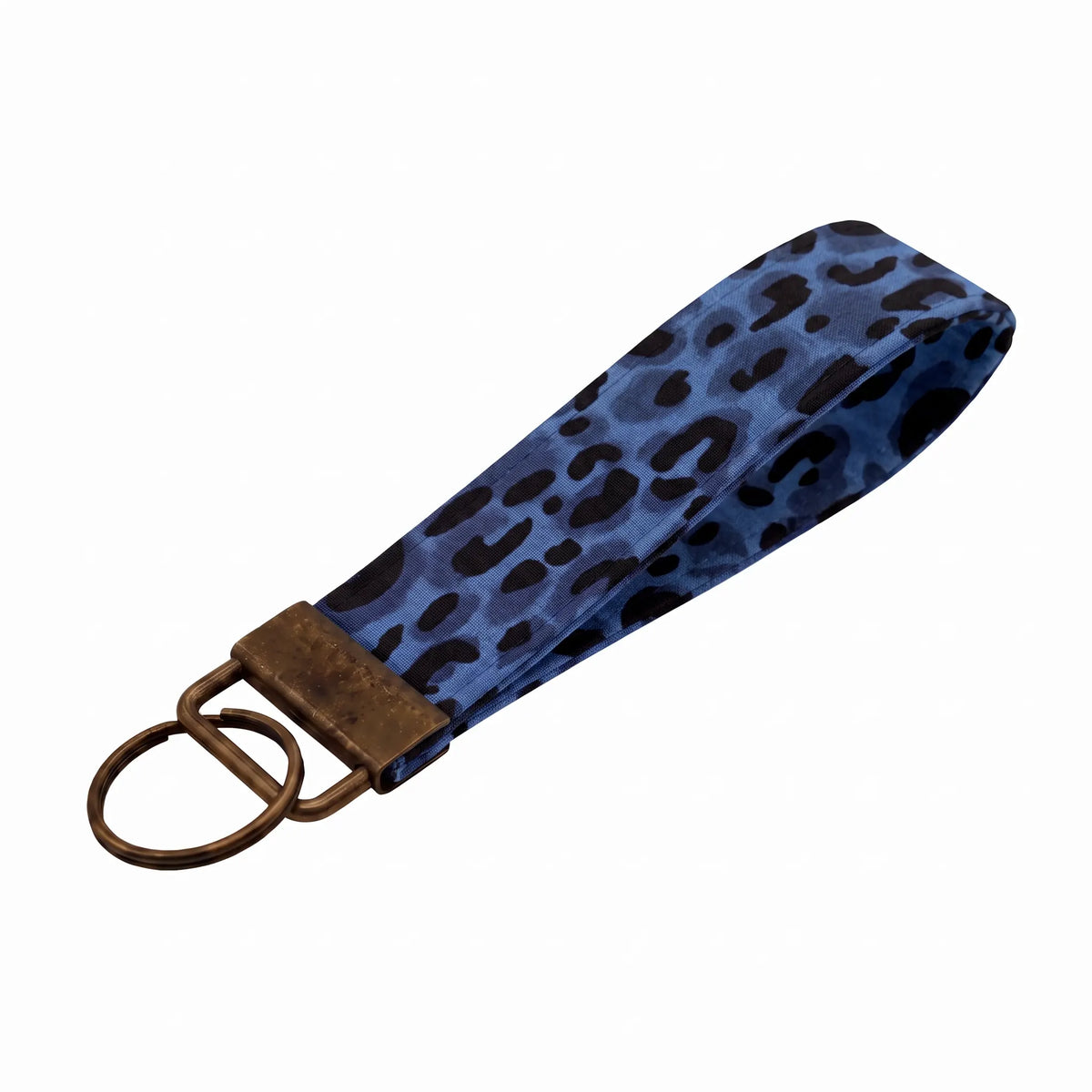 Blue Leopard Print Keychain Wristlet