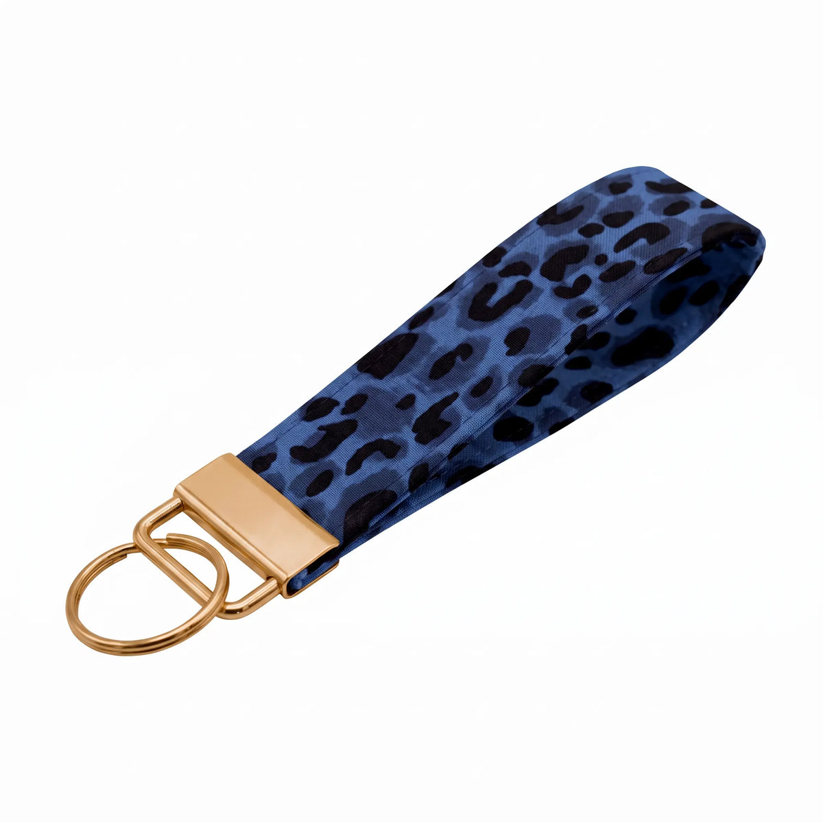 Blue Leopard Print Keychain Wristlet