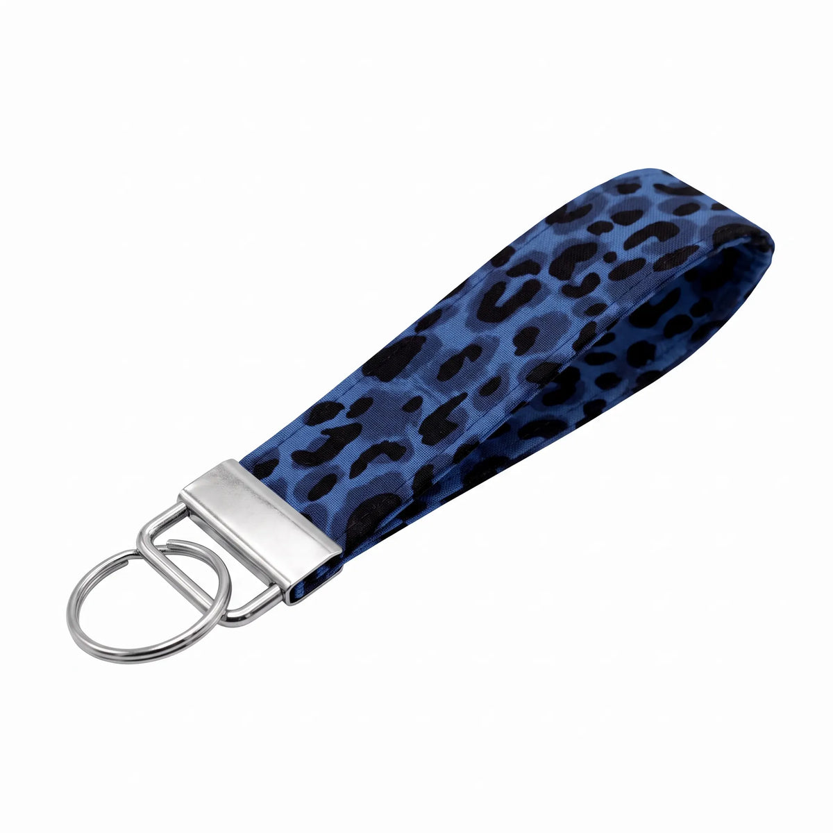 Blue Leopard Print Keychain Wristlet