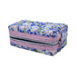 Pastel Purple Floral Light Pink Accented Quilted Pattern Mini Zipper Box Pouch