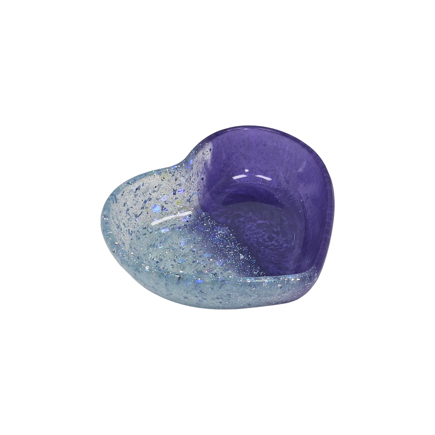 Silver and Purple Dual-Glitter Resin Mini Heart Tray
