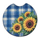 Blue Plaid Sunflower 2 Pack Neoprene Car Coaster Set