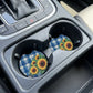 Blue Plaid Sunflower 2 Pack Neoprene Car Coaster Set