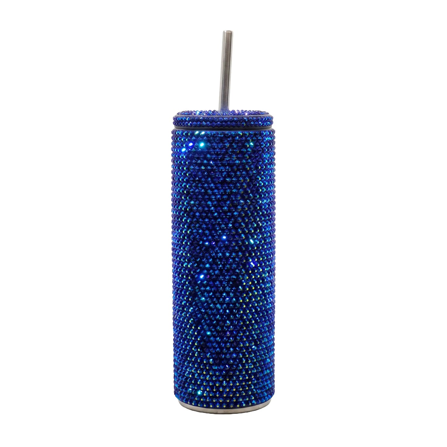 Jet Blue Aurora Borealis Rhinestone Bling 20oz Stainless Steel Tumbler