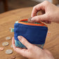 Ocean Blue Tropical Leaf Zipper Coin Pouch with Key Ring