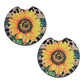 Sunflower Leopard Print 2 Pack Neoprene Car Coaster Set