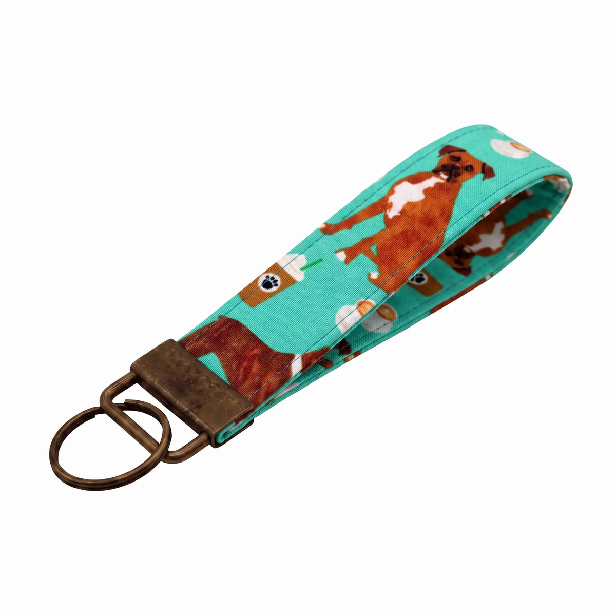 Boxer Dog Coffee Keychain Wristlet