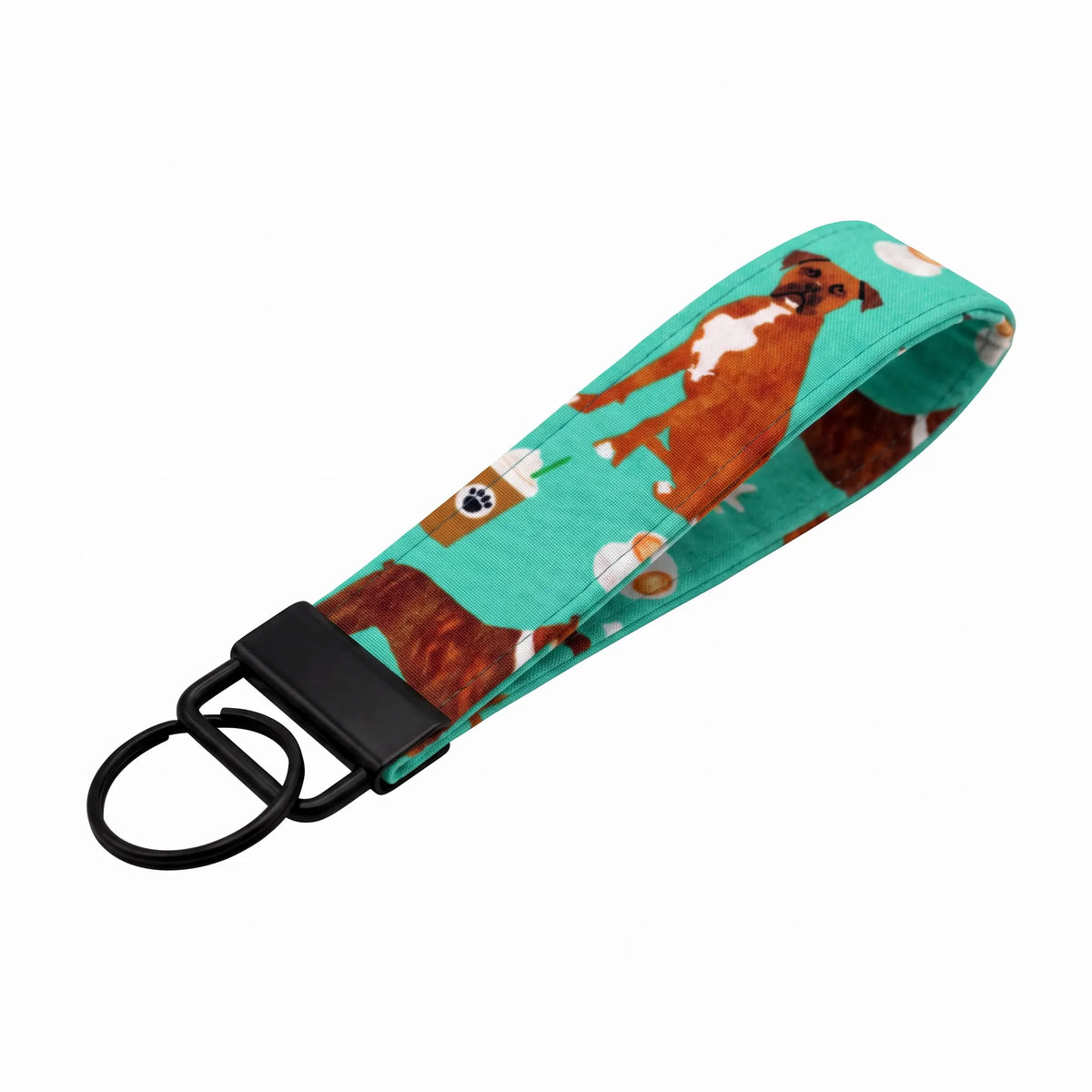 Boxer Dog Coffee Keychain Wristlet