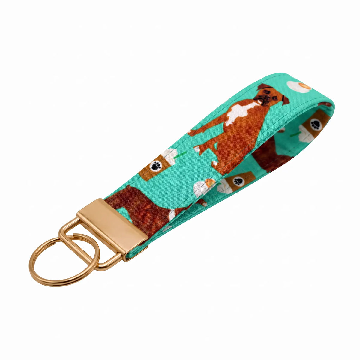 Boxer Dog Coffee Keychain Wristlet