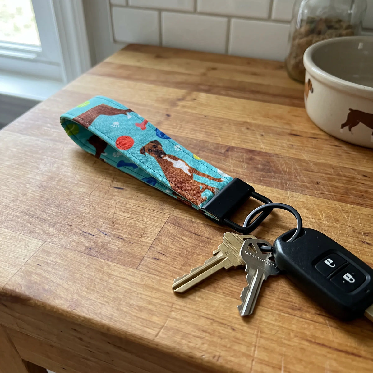 Boxer Dog Chew Toys Keychain Wristlet