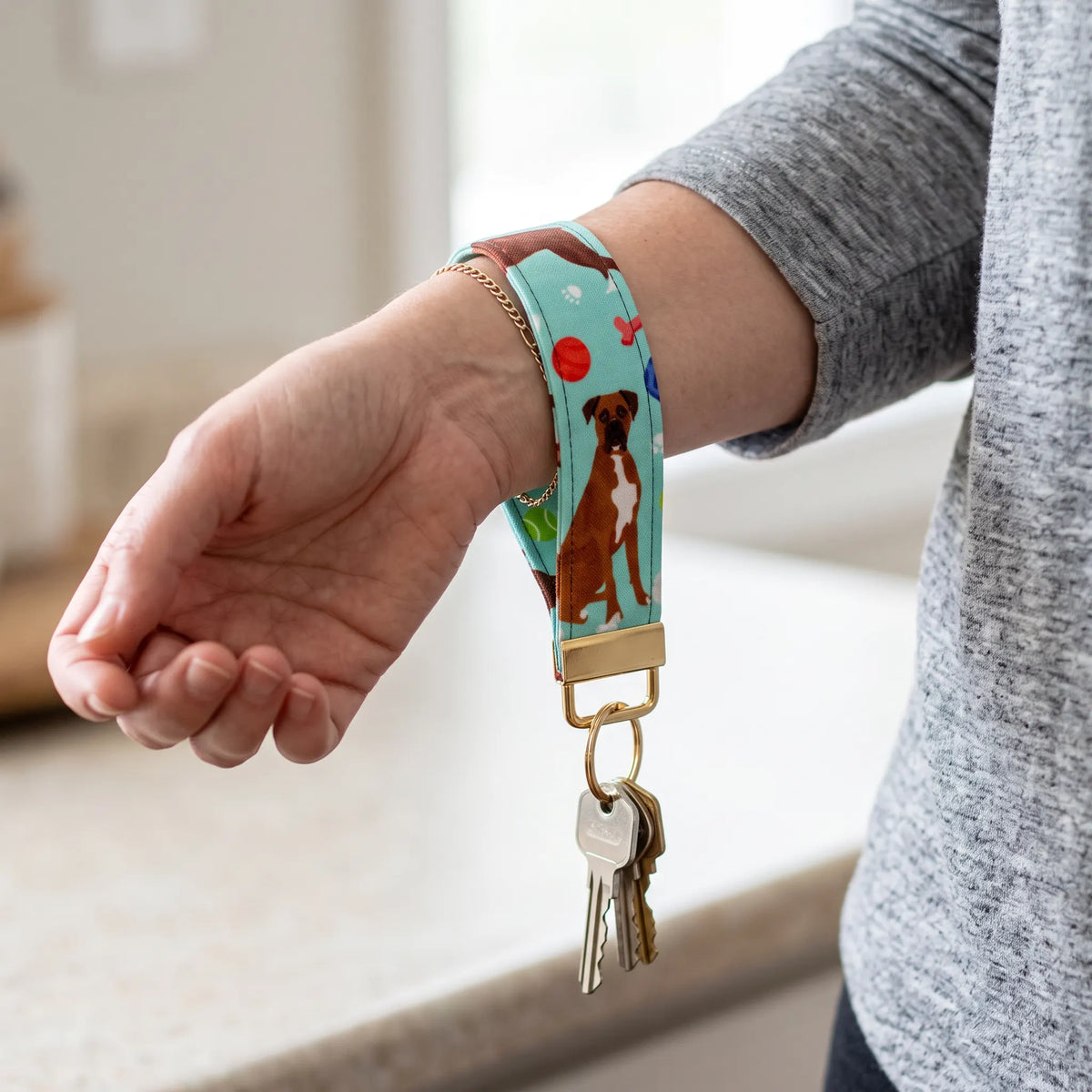 Boxer Dog Chew Toys Keychain Wristlet
