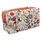 Burnt Red Floral Accented Quilted Pattern Mini Zipper Box Pouch
