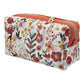 Burnt Red Floral Accented Quilted Pattern Mini Zipper Box Pouch