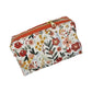 Burnt Red Floral Accented Quilted Pattern Mini Zipper Box Pouch