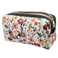 Burnt Red Floral Sage Green Accented Quilted Pattern Mini Zipper Box Pouch