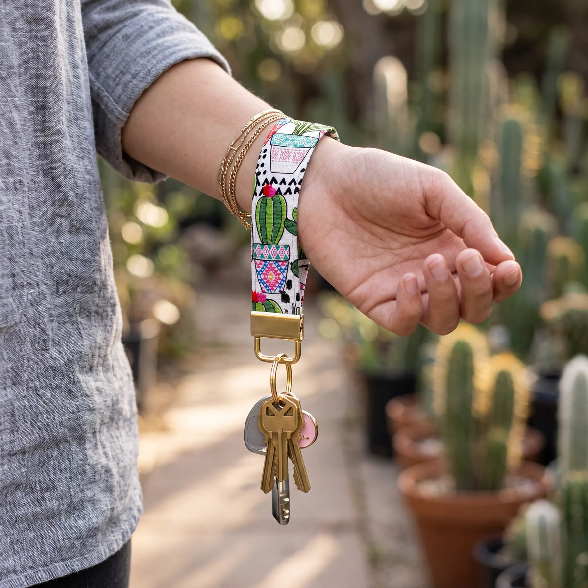 Desert Cactus Keychain Wristlet