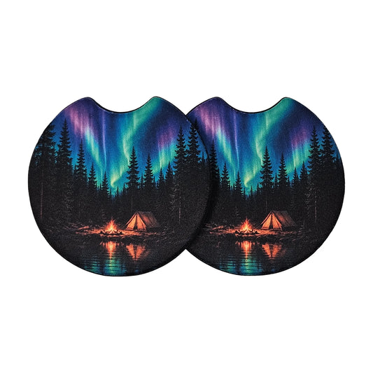 Northern Lights Camping 2-Pack Neoprene Car Coaster Set