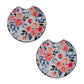 Pink Carnation Floral 2 Pack Neoprene Car Coaster Set