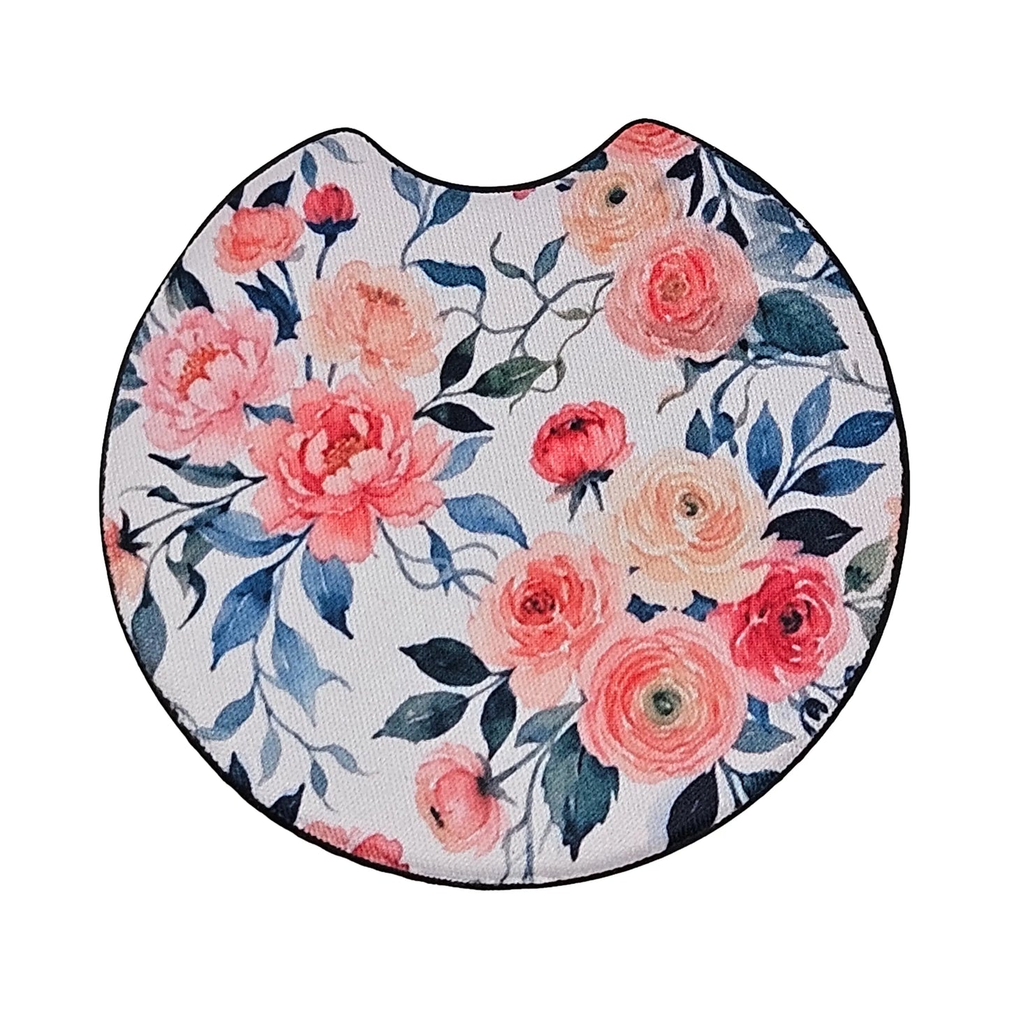 Pink Carnation Floral 2 Pack Neoprene Car Coaster Set